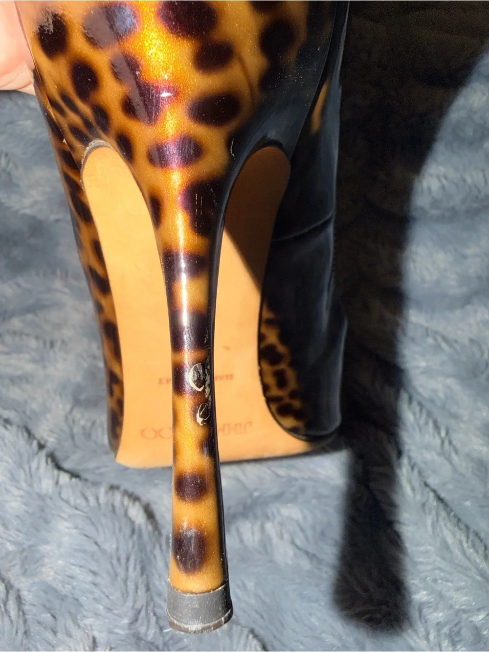 Jimmy Choo Leopard-Print Patent Leather Pointed-Toe - Dark Brown/Black